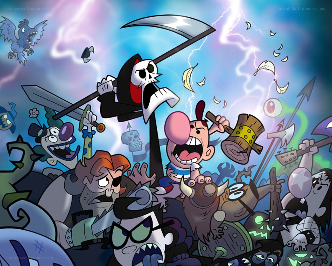 Cartoon characters in battle