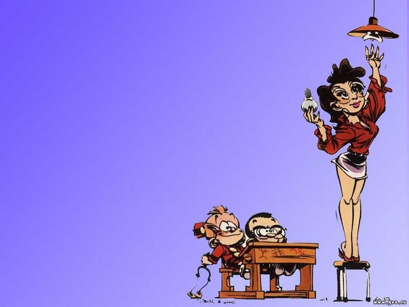 Cartoon characters in classroom