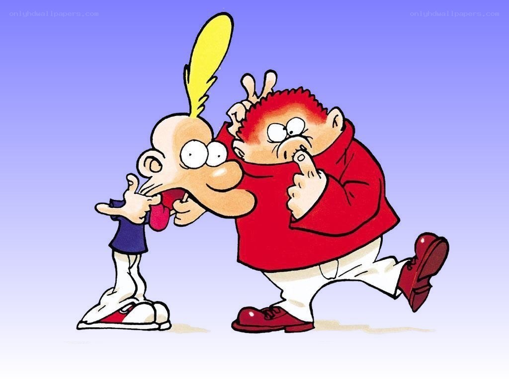 Cartoon characters in conflict