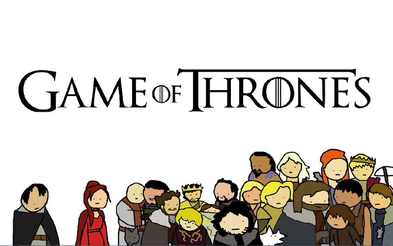Cartoon Characters in Crowd — White