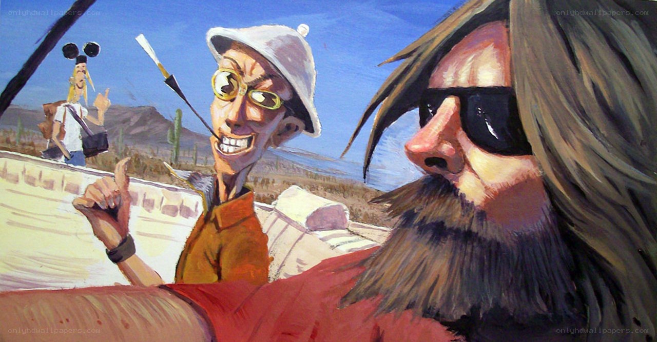 cartoon characters in desert