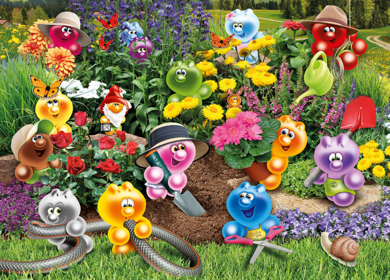 Cartoon Characters in Garden