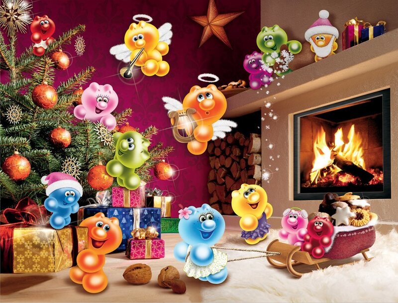 Cartoon Characters in Holiday Scene