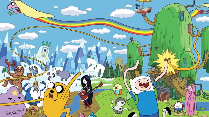 Cartoon Characters in Landscape
