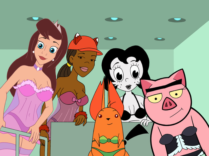 Cartoon characters in lingerie