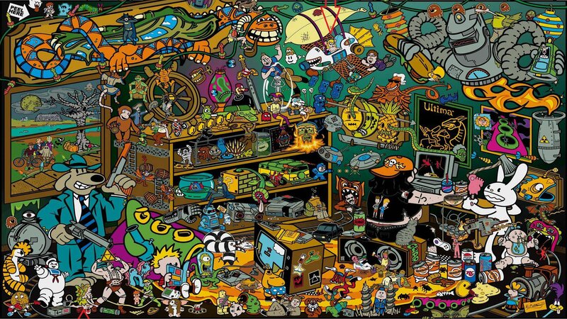 Cartoon Characters in Room — Green
