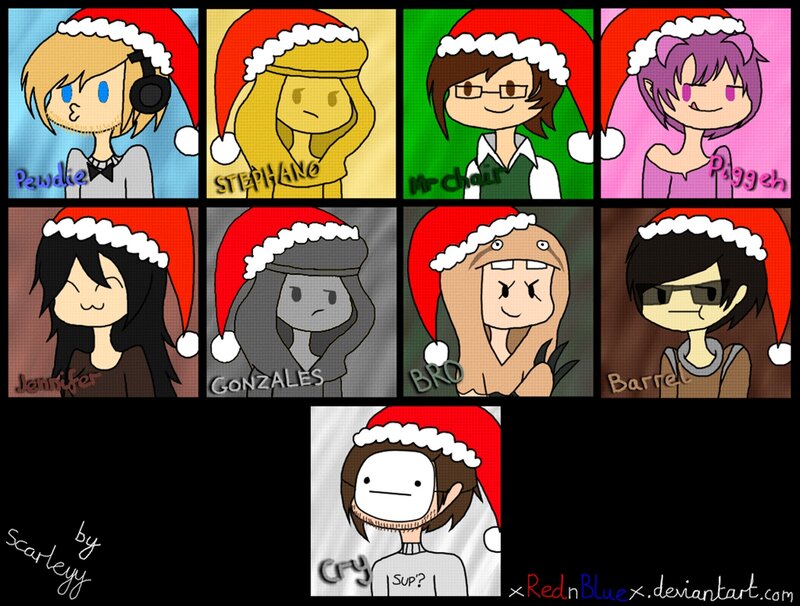 Cartoon Characters in Santa Hats