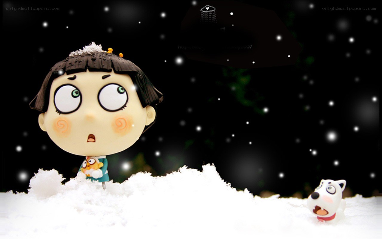 cartoon characters in snow