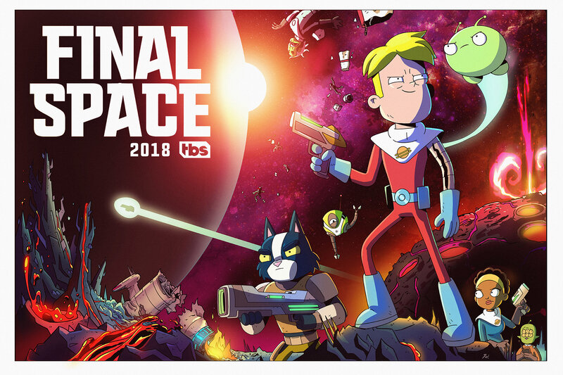 Cartoon Characters in Space — Red