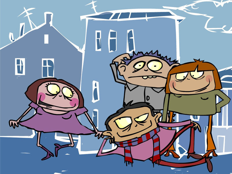 Cartoon Characters in Street