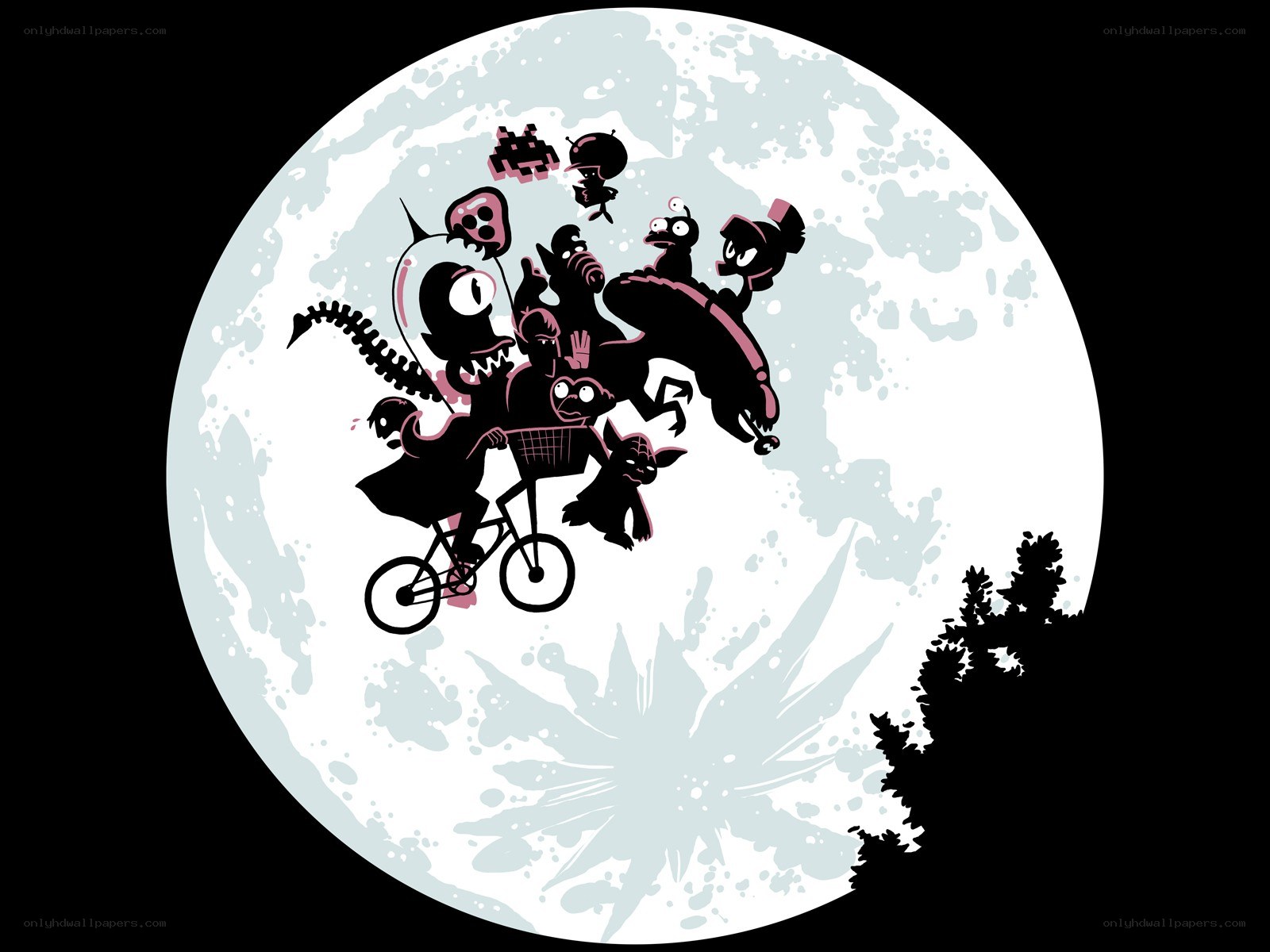 cartoon characters on a bike