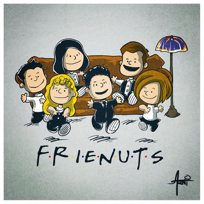 Cartoon Characters on Couch — Gray