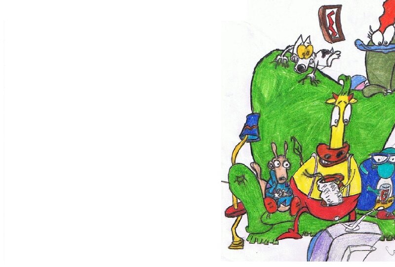 Cartoon Characters on Couch