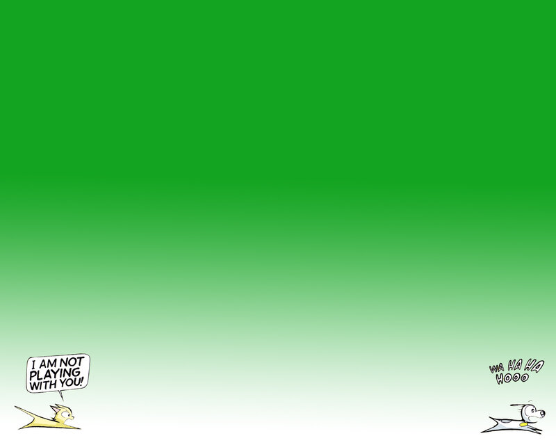 Cartoon characters on green background