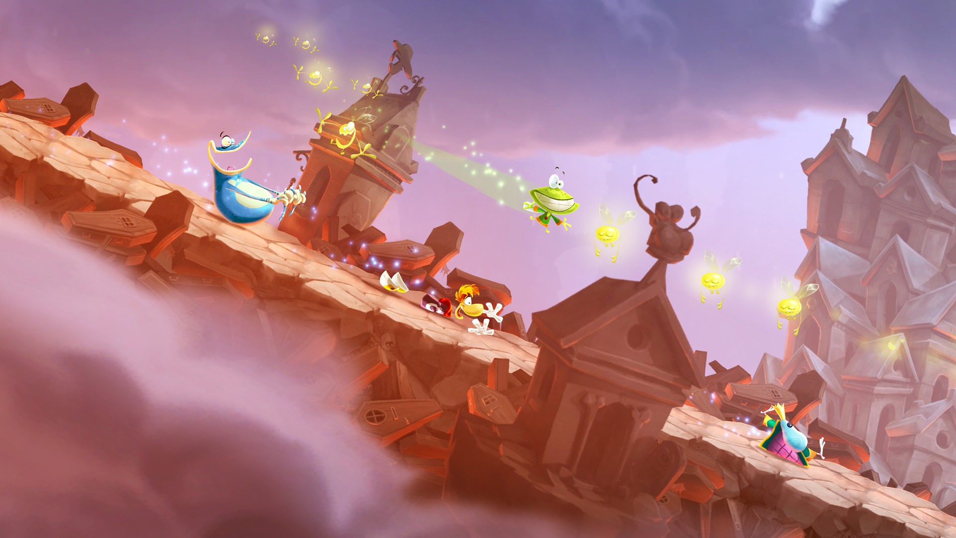 cartoon characters on ruins