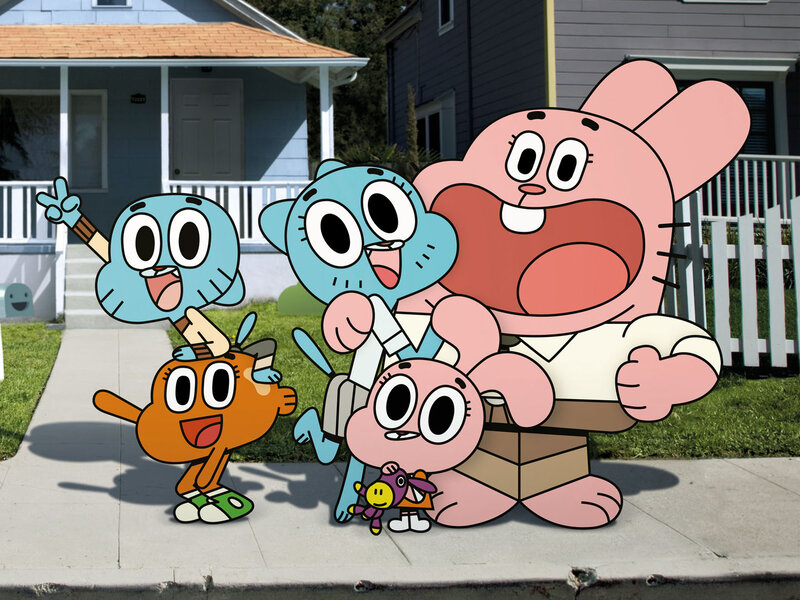 Cartoon Characters on Sidewalk