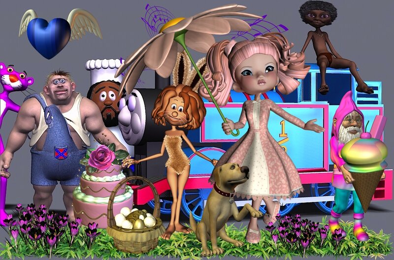 Cartoon Characters on Train