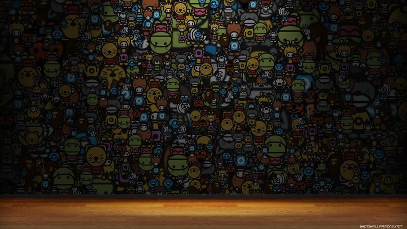 Cartoon Characters on Wall — Black