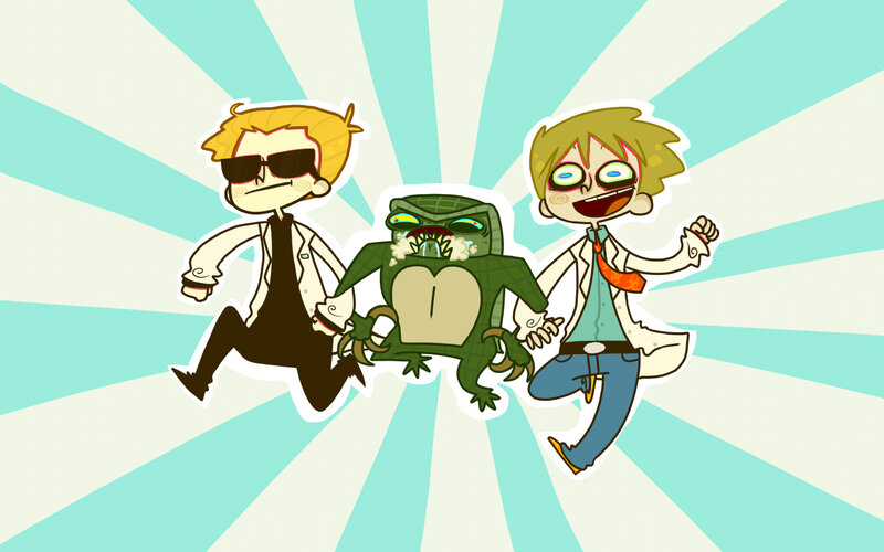 cartoon characters running together