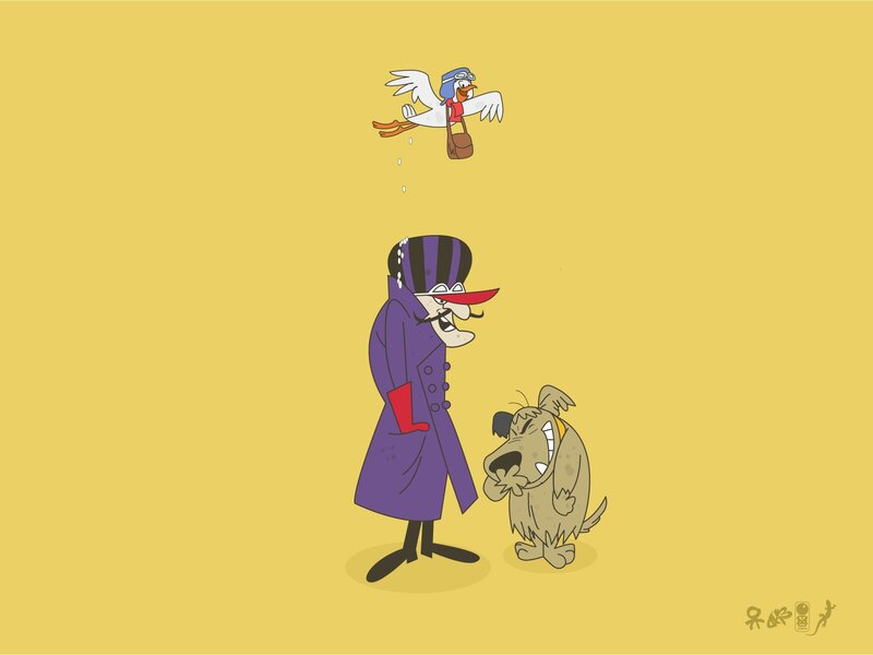 cartoon characters with bird