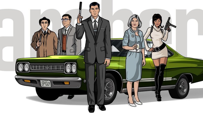 Cartoon Characters with Car — Green