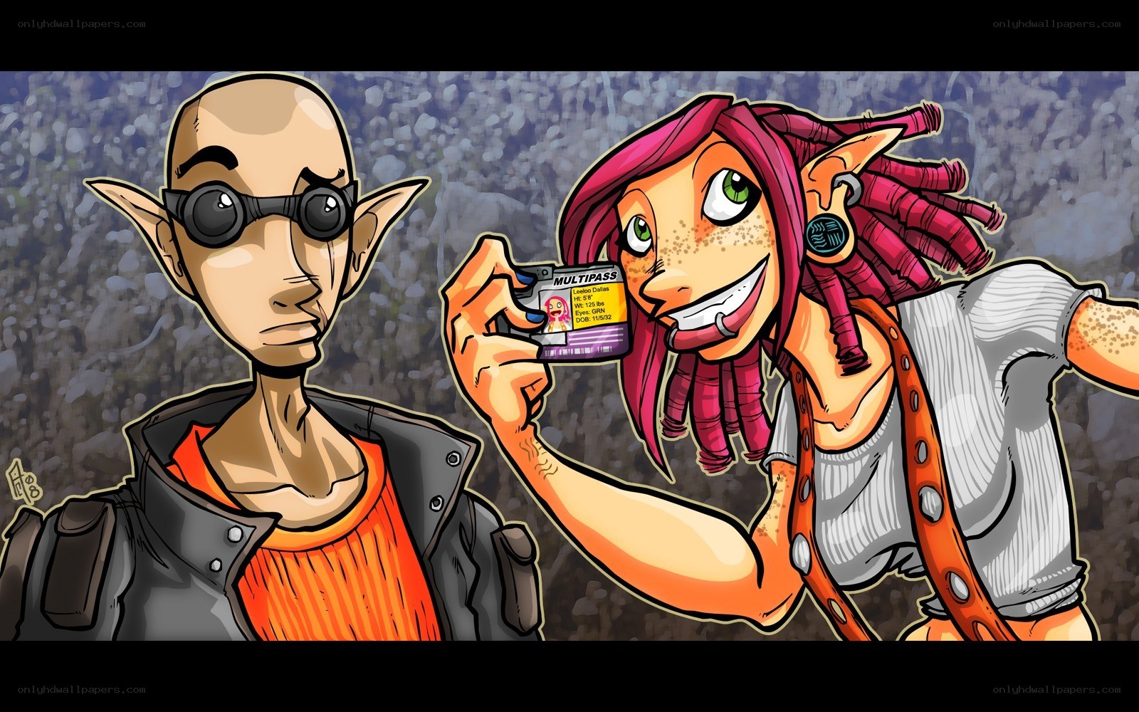 cartoon characters with ID card