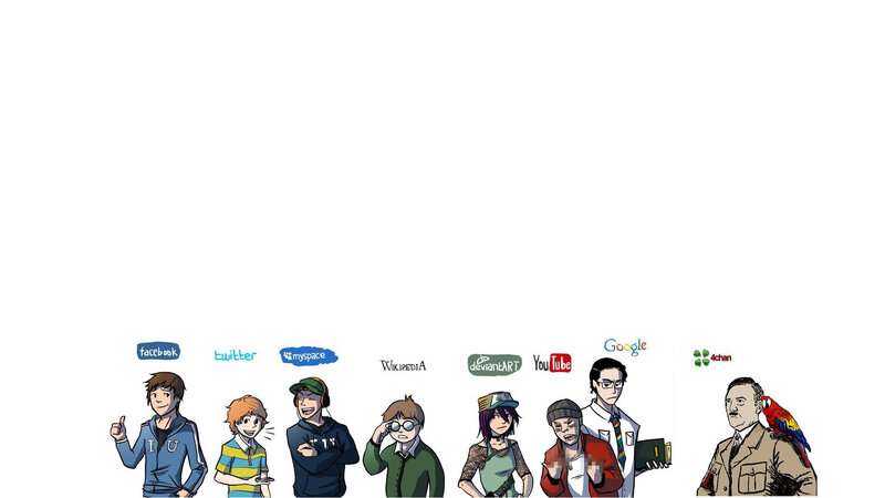 Cartoon Characters with Logos — White, Humorous