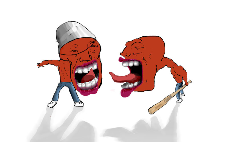 cartoon characters with oversized mouths