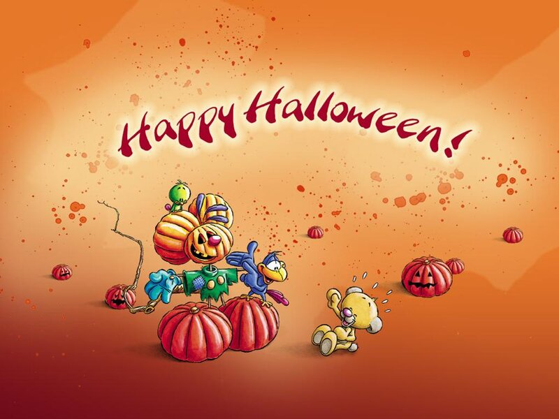 Cartoon Characters with Pumpkins