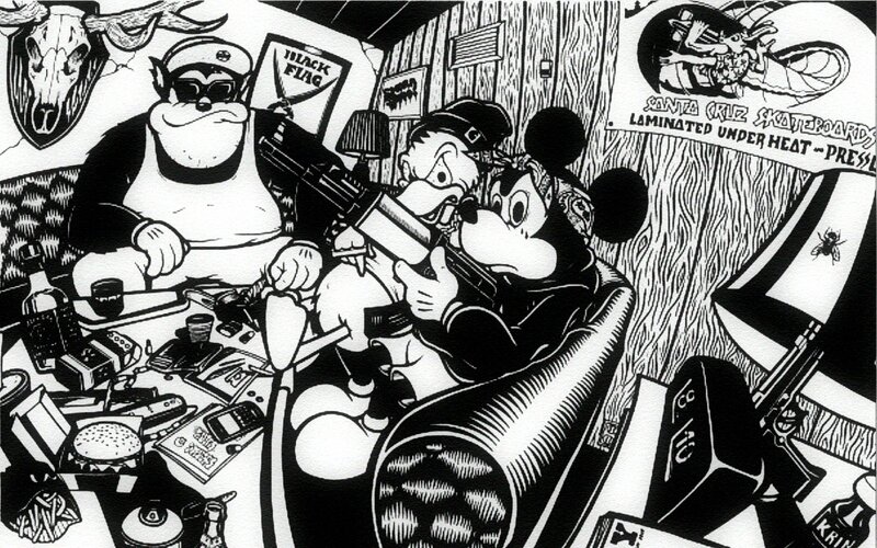 Cartoon characters with weapons