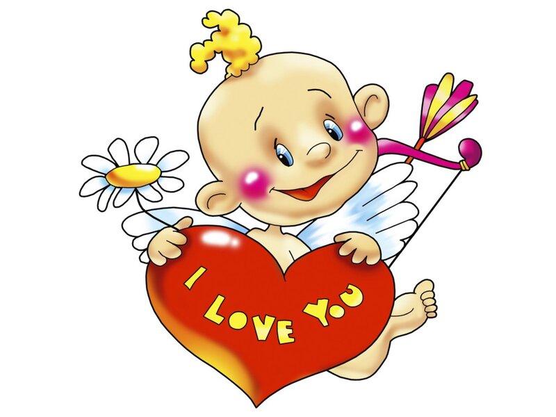 Cartoon Cherub Holding Heart