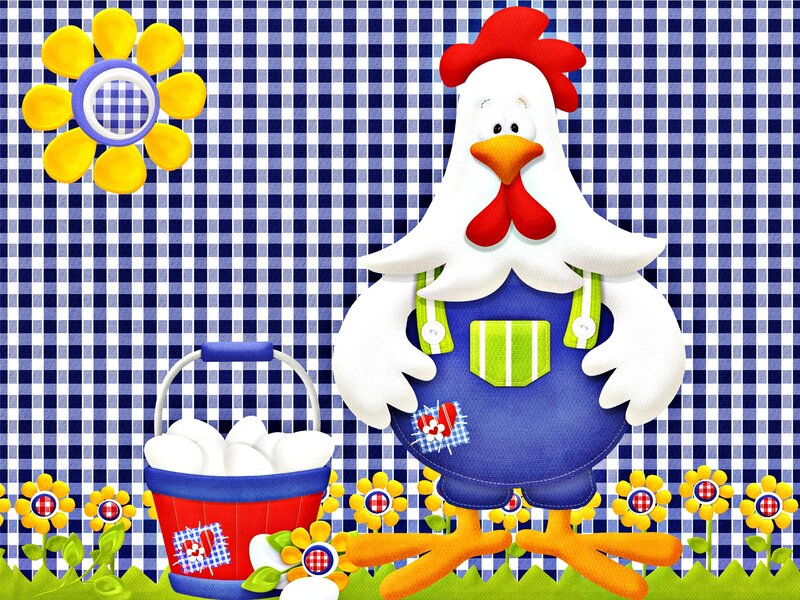 Cartoon Chicken with Eggs