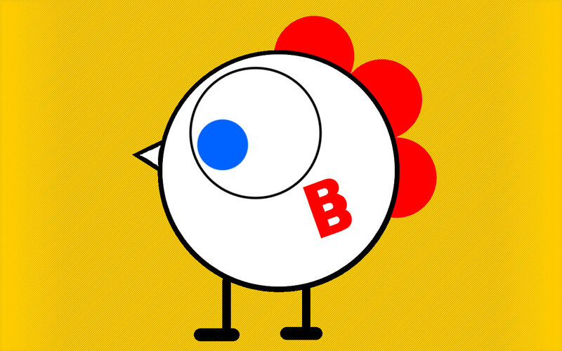cartoon chicken with letter B