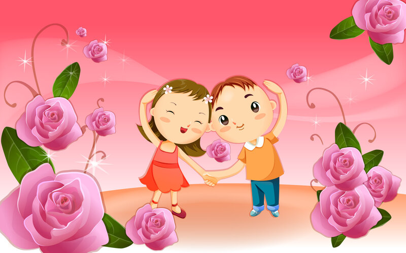 Cartoon Children Holding Hands
