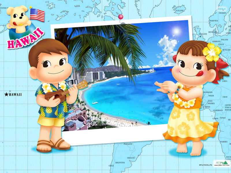 Cartoon Children in Hawaii