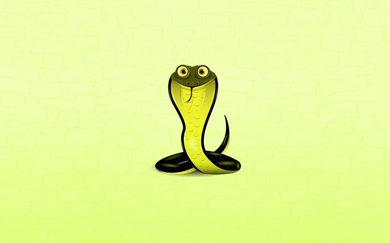 cartoon cobra on green background