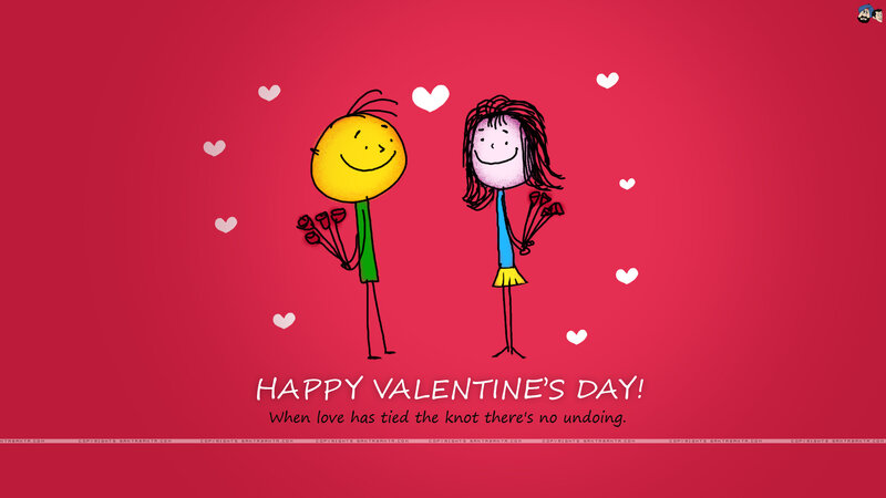 Cartoon Couple Holding Flowers