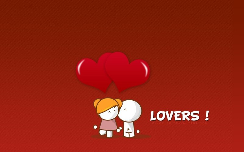 Cartoon Couple Holding Hands — Red