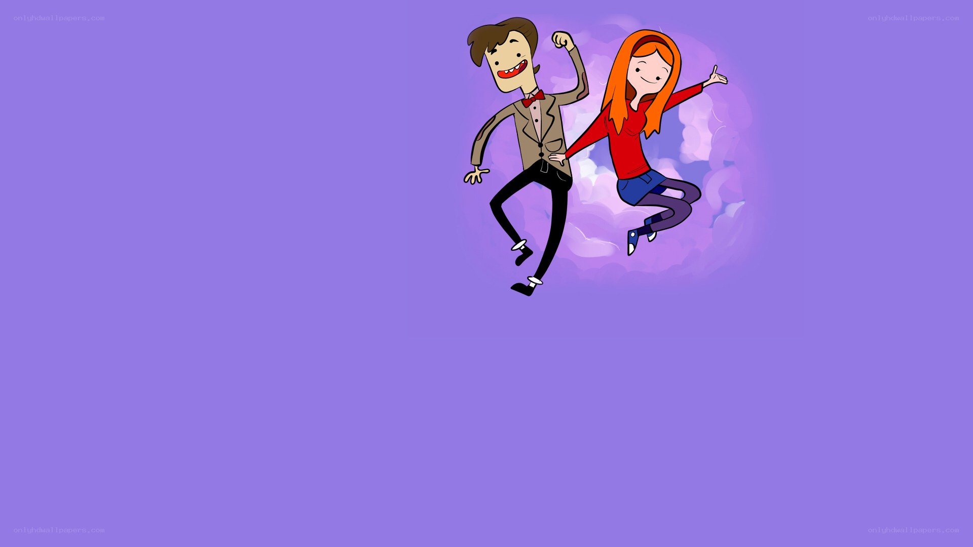 cartoon couple jumping