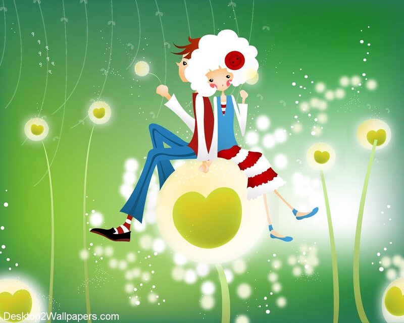 Cartoon Couple on Dandelion