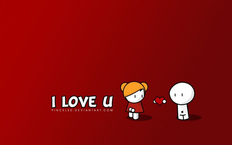 Cartoon Couple with Heart
