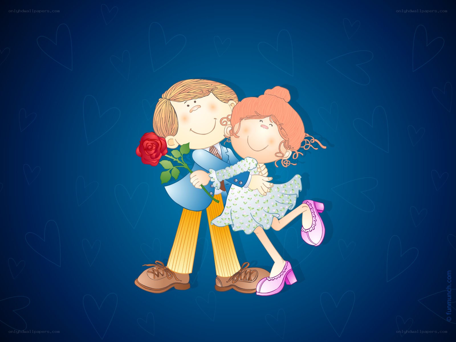cartoon couple with rose