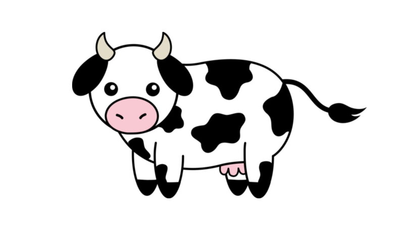 Cartoon Cow — Black, Neutral