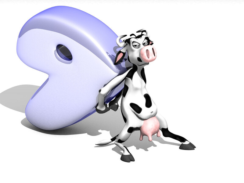 Cartoon cow carrying a large number