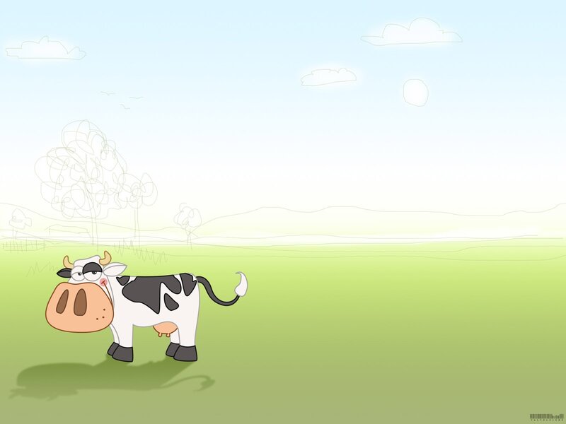 cartoon cow in a field