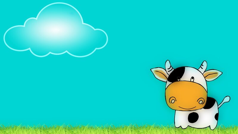 Cartoon Cow in Grass