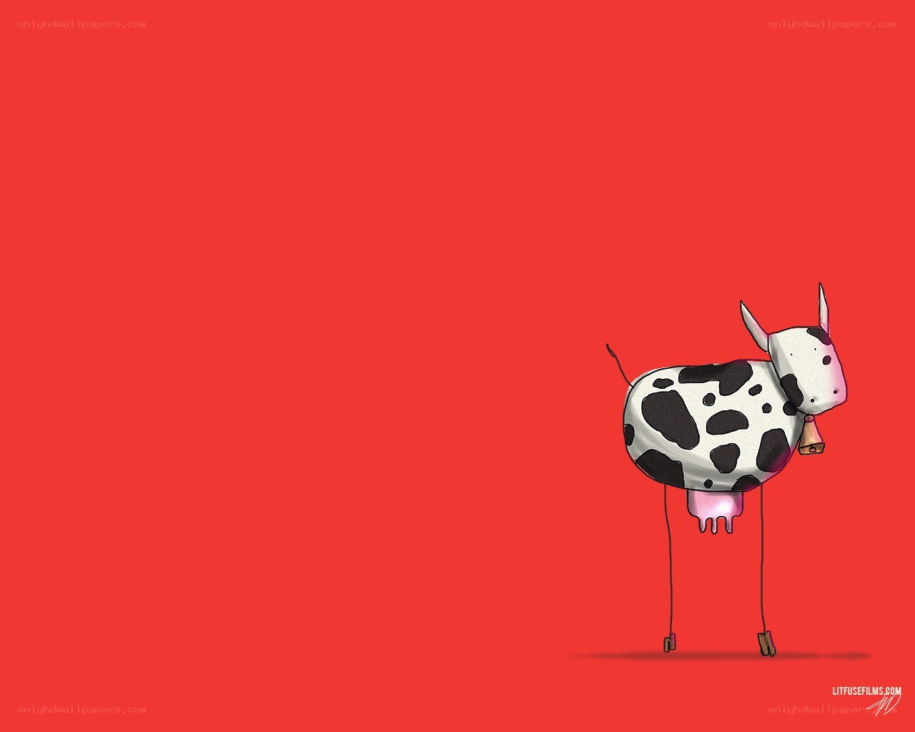 cartoon cow on red background