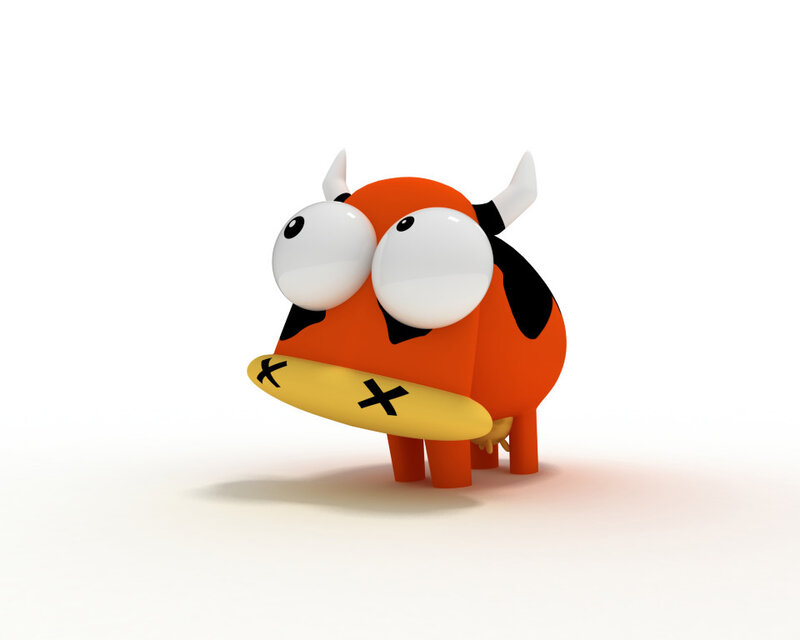 cartoon cow with bandaged mouth
