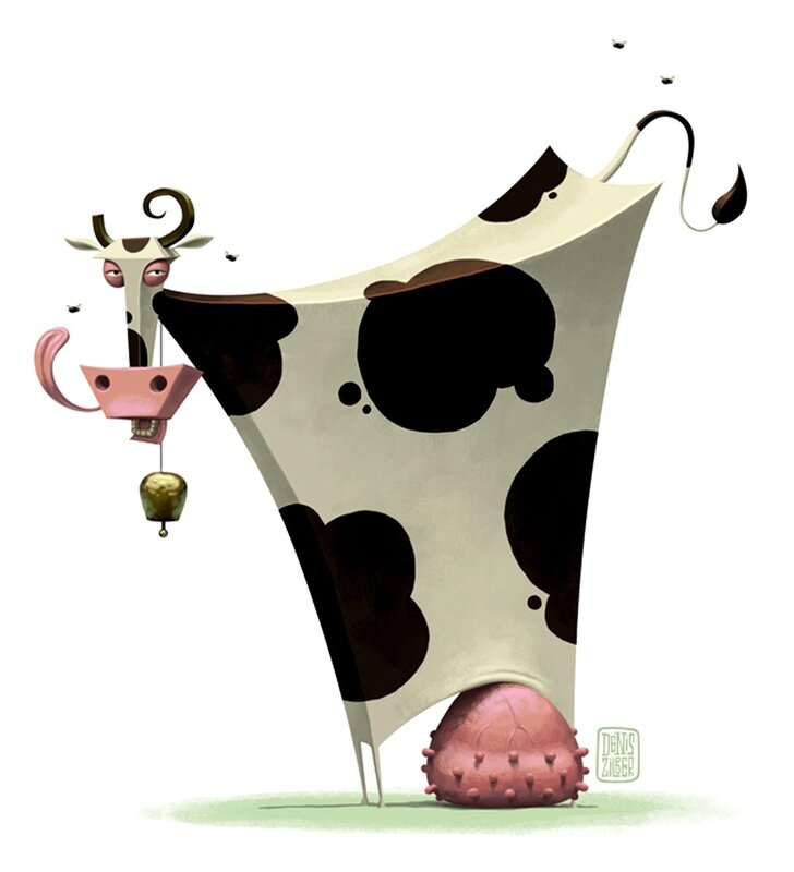 cartoon cow with bell
