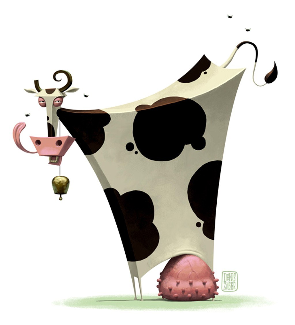 cartoon cow with bell